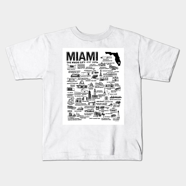 Miami Florida Map Kids T-Shirt by fiberandgloss